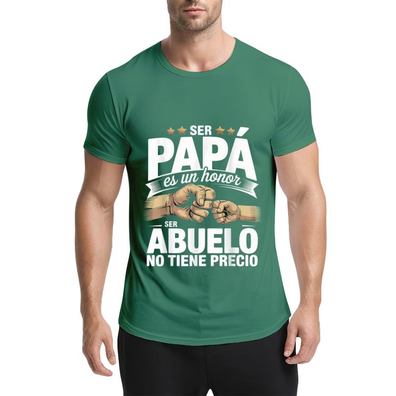 Men's Spanish Papa Abuelo Graphic Short-Sleeve Round Neck T-Shirt - Stylish Lightweight Unisex Street Menswear Casual Top, Father's Day Family Quote Print Novelty Gift for Dads