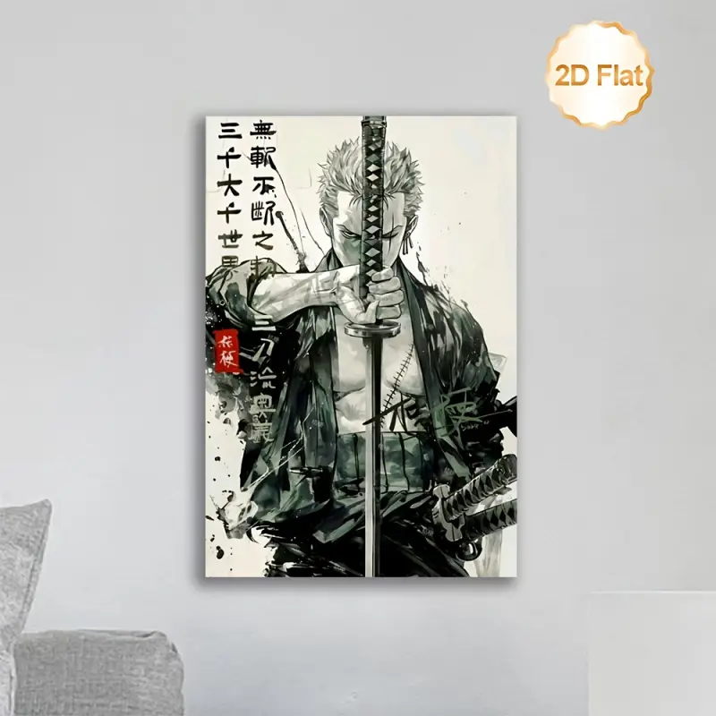 Japanese Ink‑Style Anime Samurai Warrior Canvas Wall Art, Swordsman Character Poster, Aesthetic Bedroom Wall Art, Gaming Room Poster, Teen Room Decor, Office Wall Art, Modern Minimalist Home Decor Gift