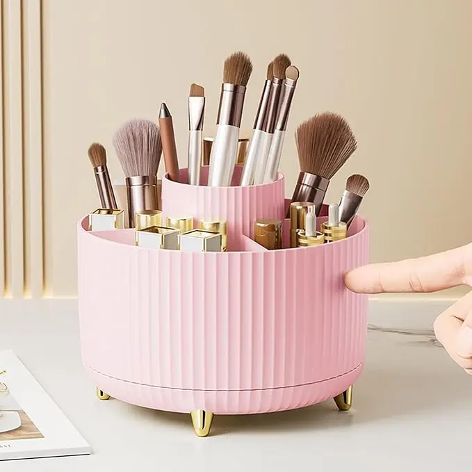 360° Rotate Makeup Brush Holder Organizer, Makeup Organizers Countertop, Makeup organization and Skincare Storage for Vanity, Desktop, Bathroom、Nail polish、Art supplies Boxes Gift  jewelry box