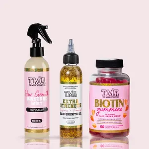 Length Retention & Growth System Thicker Hair Moisturize -  Extra Strength Rosemary Fenugreek Hair Growth Oil , Daily Hair Growth Moisture Mist , Strawberry Biotin Hair, Skin & Nail Gummies