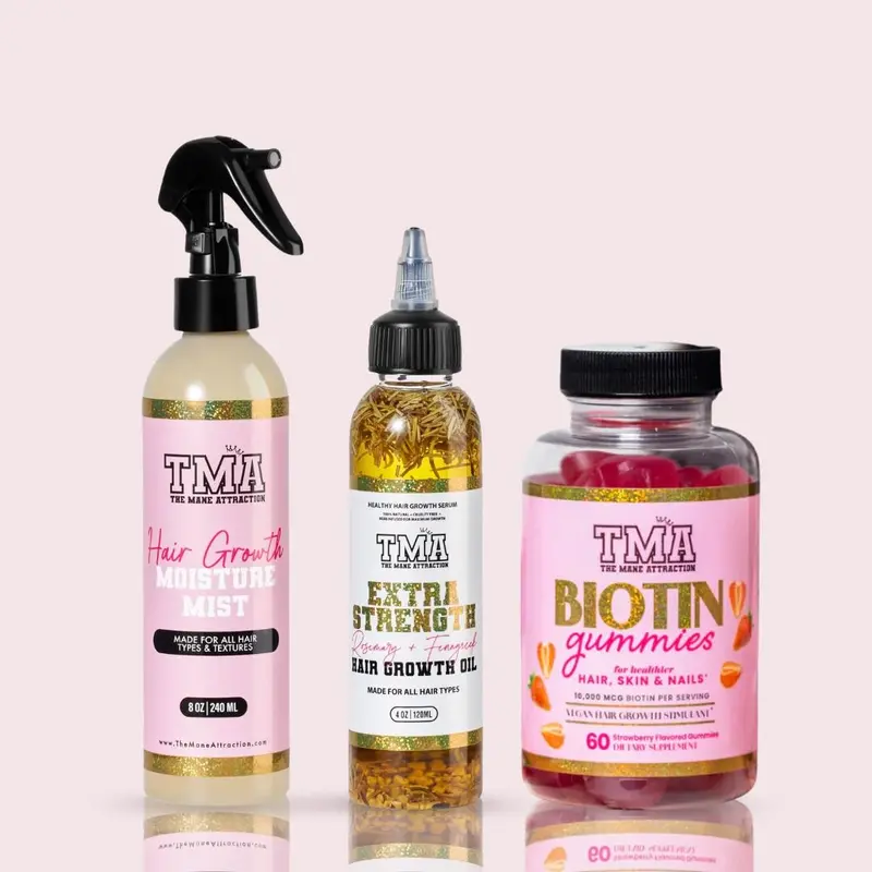 Length Retention & Growth System - Extra Strength Rosemary Fenugreek Hair Growth Solution, Moisturizer, Daily Mist, Strawberry Biotin Gummies, Hydrating Hair Loss Support with Water, Sugar, Citric Acid for Unisex Adults, Haircare
