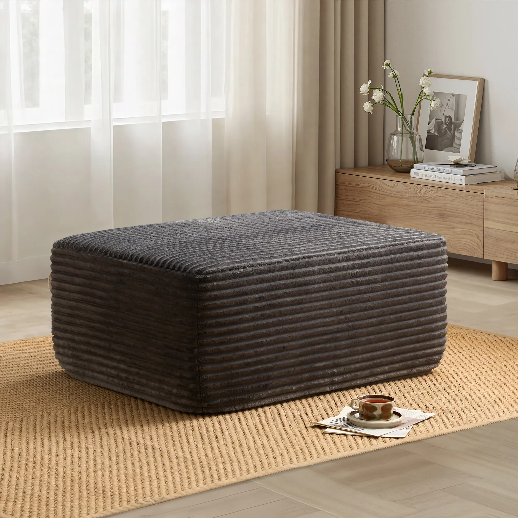 Grey  Plush Corduroy