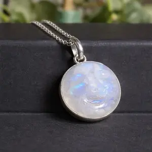 Large 20mm Moonstone carved moon face pendant for engagement/ wedding