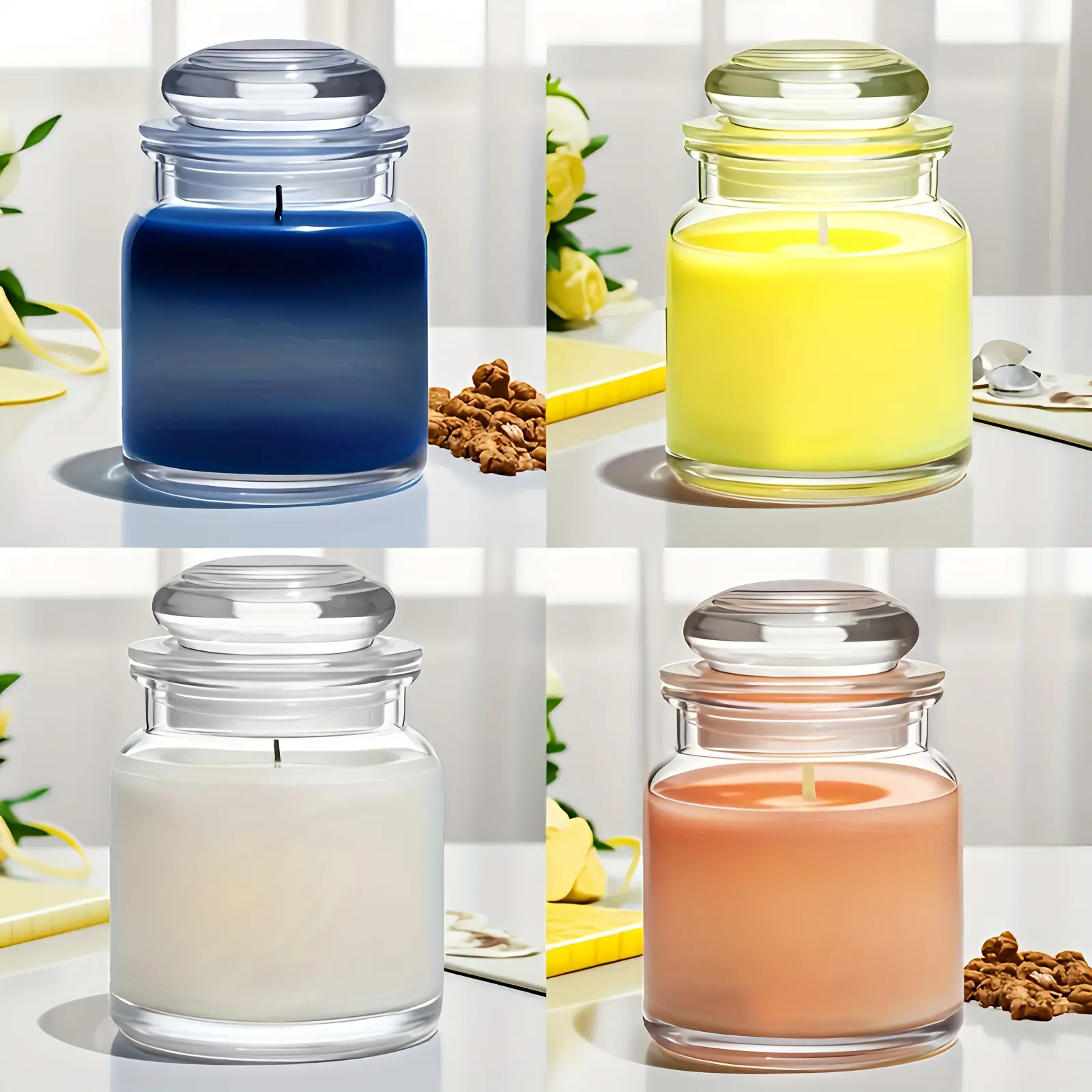 Mushroom Shape Mini Size Slow Burning Soy Wax Aromatherapy Candle in Glass Jar - Decorative Candles for Kitchen, Home Decor, Daily Relaxation, Lavender & Multiple Scents, Creative Gift for Women