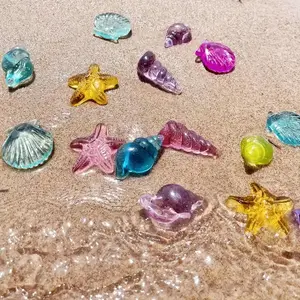30pcs Colorful Artificial Decorative Shells, Creative Transparent Crystal Aquarium & Pool Decorations, Starfish, Shells, Beach Landscaping, Party DIY ns, Aquarium Setup