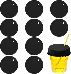 10PCS Drink Covers Scrunchies Elastic Cup Glass Cover for Alcohol Protection,Reusable & Washable Polyester Anti Spike Drink Protector