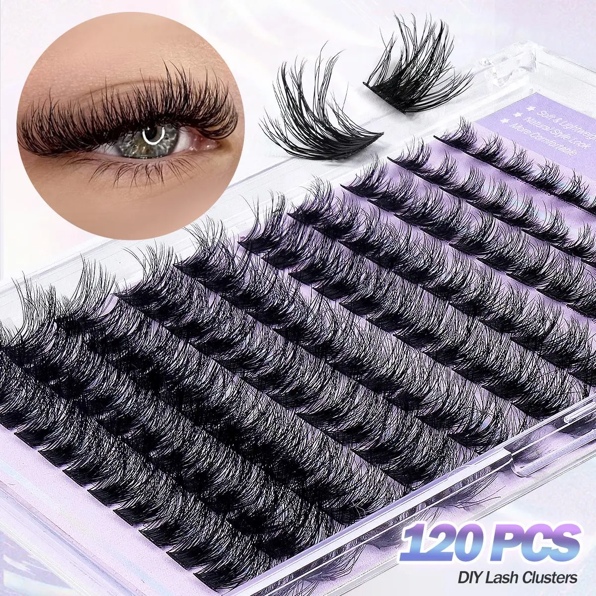 Individual False Eyelashes, 80/110/120/144 Cluster Mixed Length Natural Look Eyelash Extensions, Self Grafting Curl Eyelashes for Women & Girls, Makeup