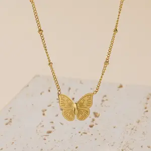 Butterfly Necklace for Women Stainless Steel 3D Stereoscopic Butterfly Design 18Inches