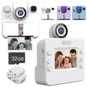 Instant Printing Camera for Kids Ages 4-12, High-Definition Digital Camera, 180° Flip Lens, Portable Christmas Gift for Boys & Girls, Pocket Camera