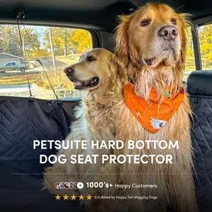 Heavy Duty Dog Car Seat Cover Bed for Back Seat,Hard Bottom Dog Hammock for Cars,SUVs, and Trucks