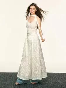 Lace Halter Neck Maxi Dress