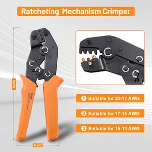 Pin Connector Electrical Wire Connectors Terminal Plug 1/1.5/1.8/2.2/2.8/3.5mm,Ratchet Crimping Tool 22-16