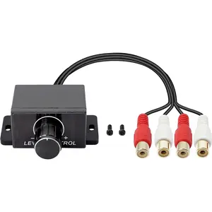 Universal RCA Level Controller Car Audio Amplifier RCA Audio Adjuster Bass Boost Volume Control Knob and Cable for Car Motorcycle Speakers Home Theater