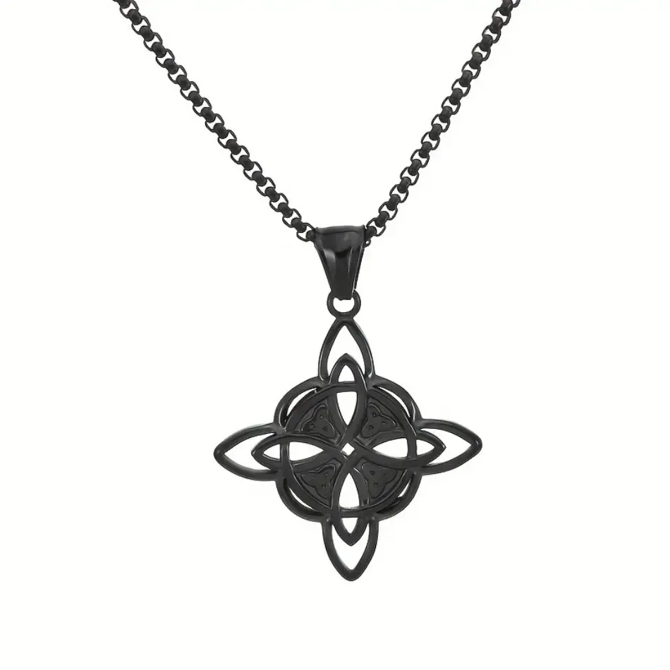 Stainless Steel Witch’s And Irish Knot Necklace, Fade Resistant Pendant For Daily Wear And Commemorative Gifts For Her