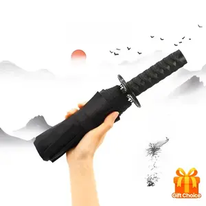 Creative Samurai Sword Handle 8-rib Folding Umbrella Windproof Travel Portable Outdoor Rain Gear Stylish Accessory Durable Design Sturdy Construction Compact Foldable Perfect Gift for Christmas Valentine's Day