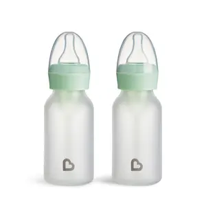 Munchkin Bond Silicone Glass Baby Bottle - Anti-Colic Feeding System with Natural Feel Nipple, 2pk