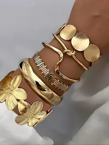 Fashionable Irregular Flower Design Cuff Bangle, Elegant Bangle, Fashion Jewelry for Party, Daily Clothing Decor, Trendy All-match & Exquisite Jewelry for Birthday Gift