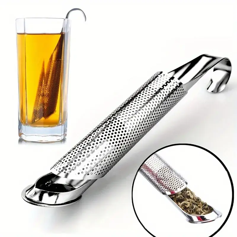 Stainless Steel Stick‑Shaped Tea Infuser, Long‑Handle Tea Strainer with Hook, Tea Stick Filter for Loose Leaf Tea, Rose Petals & Coffee