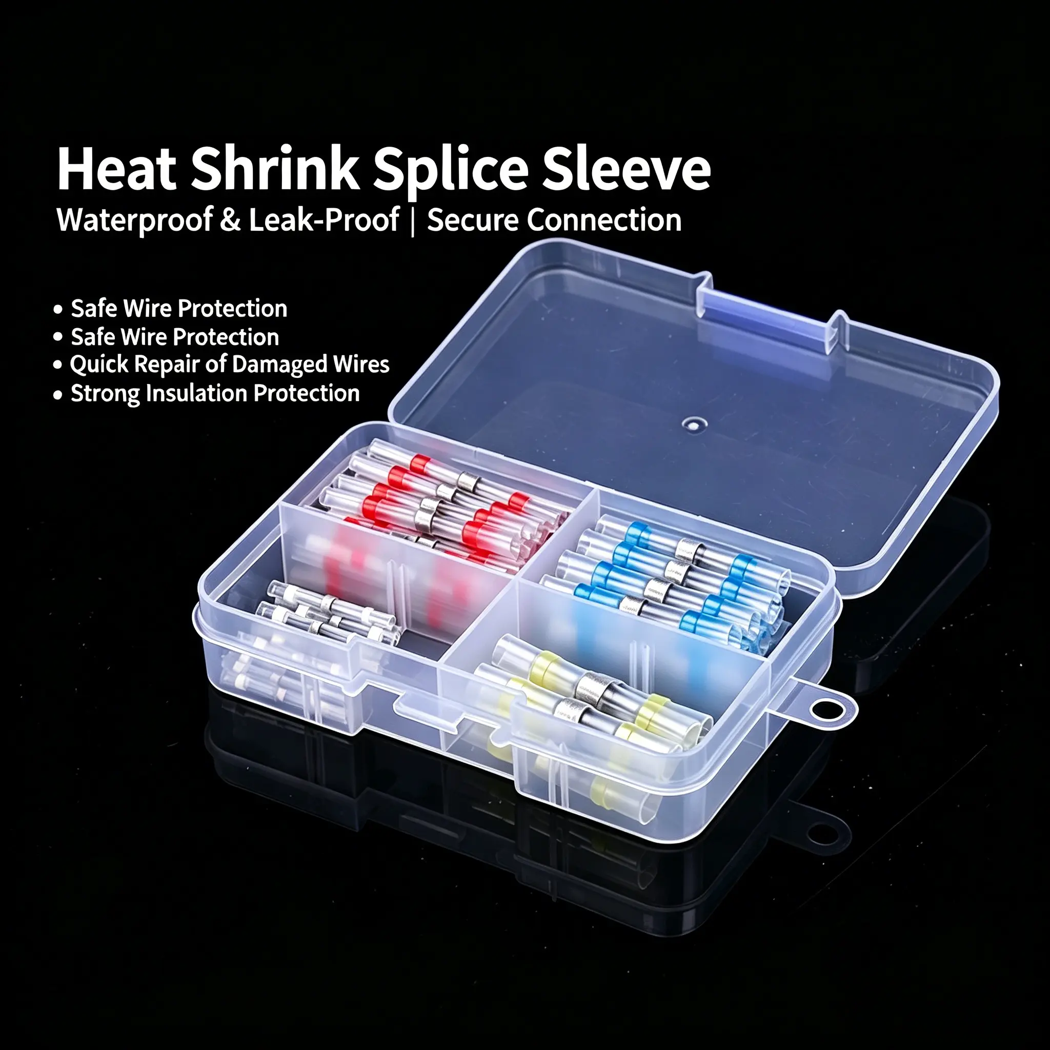 100 PCS Solder Seal Wire Connectors Heat Shrink Terminals with Solder Rings Tin Plated Waterproof Electrical Splice Kit for Automotive Marine Motorcycle Repair