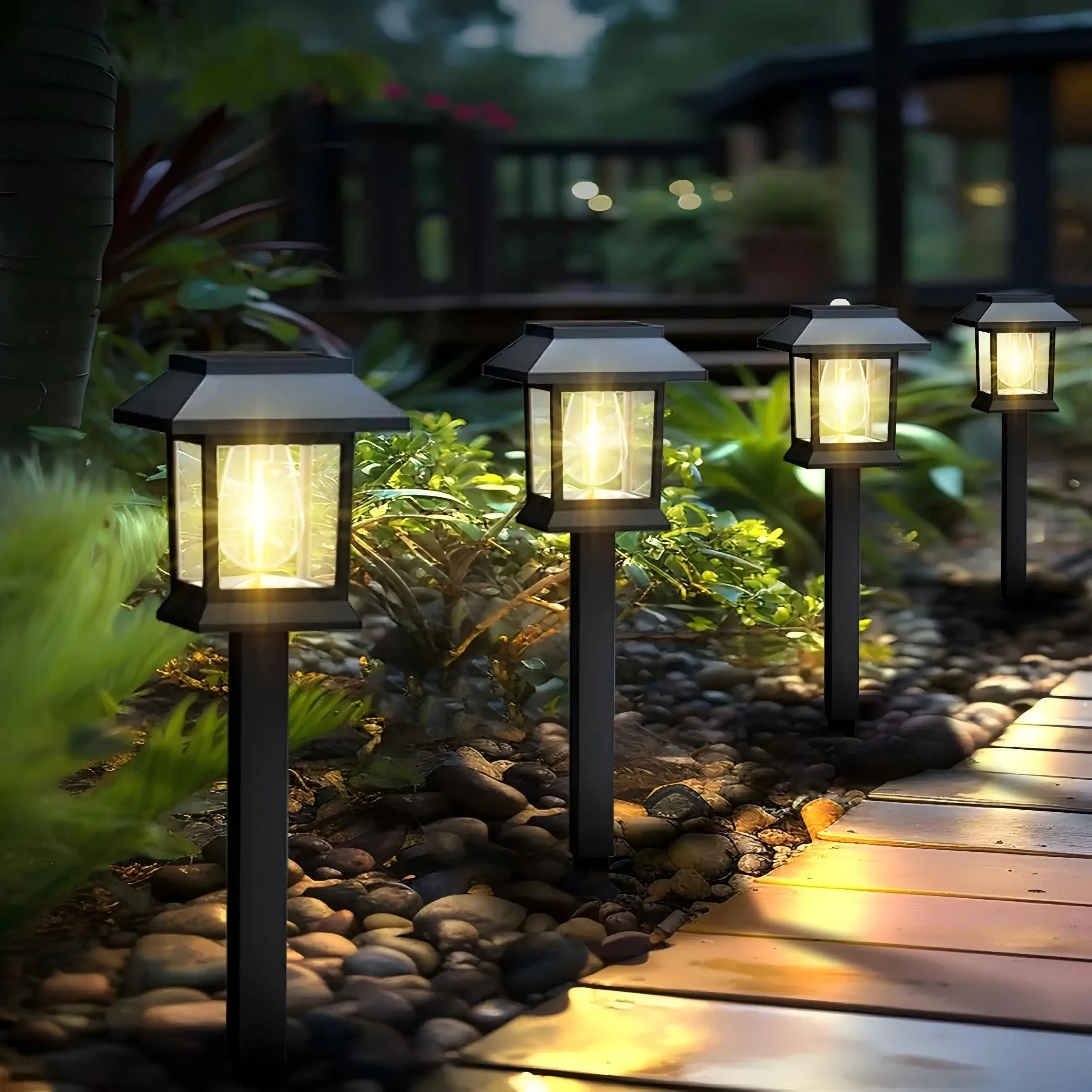 Eco-π 12 Piece Upgraded LED Solar Pathway Light, Waterproof Outdoor Garden Lighting for Driveway, Walkway, Patio and Lawn - Warm White/3000K, IP44, Ea