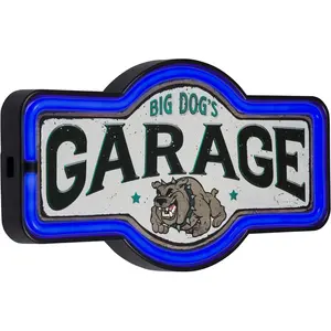Big Dog's Garage LED Neon Sign Retro Home Decor (17” x 9.5” x 2”)