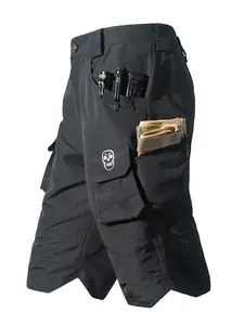 Outdoor Tactical Cargo Shorts for Men! Multi-pocket, ripstop and durable, ideal for hiking, camping and daily commuting. Elastic waist with belt loops, side tool loops keep essentials organized. Scratch-resistant fabric with edgy skull logo