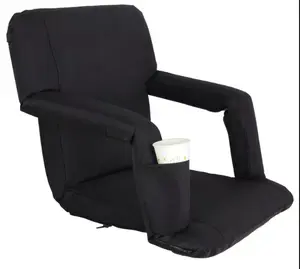 Stadium Seat for Bleachers Reclining Stadium Chair with Back Cushion & Cup Pocket Black Design