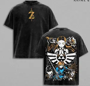 Zelda Tears of the Kingdom Washed T Shirt | Link Princess Zelda Midna Epona Triforce Graphic Tee | Hero of Hyrule Courage Wisdom Power Fantasy Game Streetwear Gift 44R