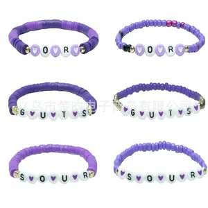 New Purple Letter Polymer Clay Bracelet Suit Music Singer Merch Fan Support Ornament Bracelet