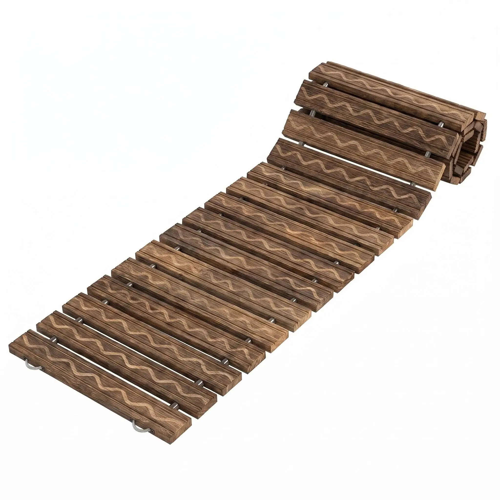 12FT Foldable Wooden Garden Path, 3.64m x 49cm Outdoor Living Wooden Board Walkway, No Assembly Required, Easy Storage