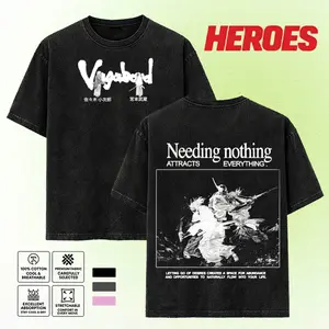 Sasaki Kojiro & Musashi Miyamoto Vagabond Anime Manga Game Oversize Double Printed Washed Cotton T-Shirt 90s Menswear men's Soft Tops 90s graphic tees