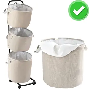 3-tier laundry basket, mobile laundry rack with wheels.