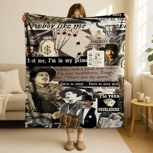 Doc Holliday Blanket, Tombtone Cozy Woven Blanket, Doc Holliday Johnny Ringo William Brocius Wyatt Earp Throw Blanket For Bed Couch Sofa, Christmas Gifts