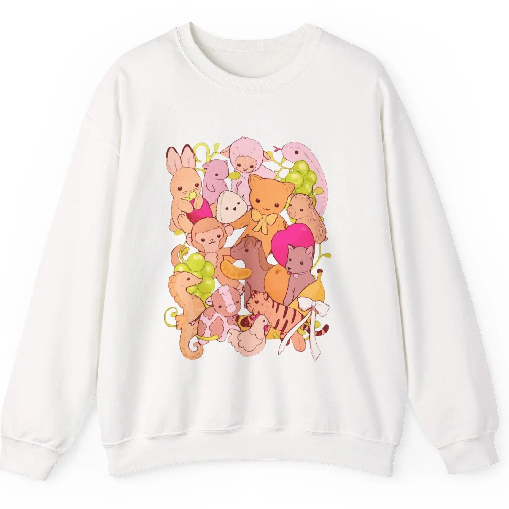 Anime Fruits Basket Zodiac Animals Kyo Yuki Sohma Tohru Kawaii Animal Collage Sweatshirt | Cute Pastel Critters Crew