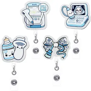 Ultrasound Badge Reel, Blue Glitter Sonographer Badge Reels Retractable Clip, Cute Sonographer Nurse  Accessories Gifts