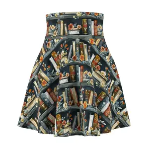 Book Lover Women's Skater Skirt, Literary Floral Boho Clothing, Reading Gifts, Library Fashion, Teacher Outfit