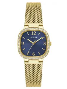 GUESS Female Gold-Tone Rounded Crystal Analog Watch