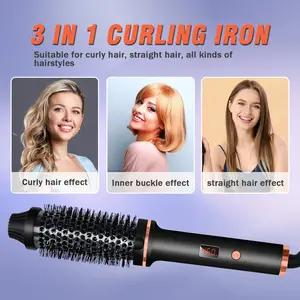 3 in 1 Hair Curler Brush, Thermal Round Brush, Fast Heating, Ceramic Heated Round Brush, Curling Iron Hair Comb, Hair Styling Tool for Home & Travel