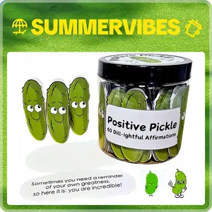 Positive Pickle Emotional Support Affirmation Cards in Jar, 60 Unique Motivational Quotes No Duplicates, Inspirational Gifts for Women Men, Easter Basket Stuffers, Cute Desk Decor, Birthday Gifts for Friend, Pickle Ornament