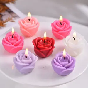 Valentine's Day Candle Set with Rose Flower Gift, Aromatherapy Scented Small Candles, Wedding Decoration Floating Water Candles, Home Decor Ornament, Romantic Candle Gift