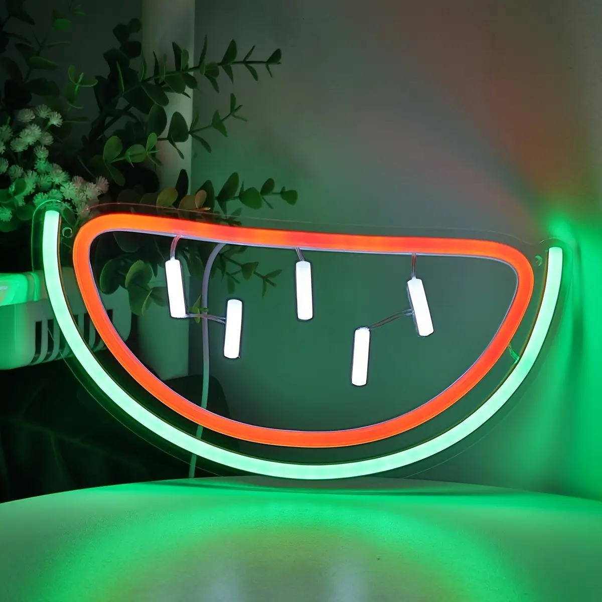 1pc Watermelon-Shaped LED Neon Sign Light - Fruit-Themed Wall-Mounted  Watermelon Slice  for Rooms, Cafes, Parties, Summer Decor - Fun & Juice Shop Art for
