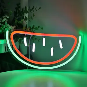 1pc Watermelon-Shaped LED Neon Sign Light - Fruit-Themed Wall-Mounted  Watermelon Slice  for Rooms, Cafes, Parties, Summer Decor - Fun & Juice Shop Art for