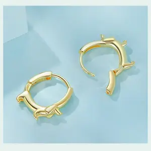 Gold Dachshund Hoop Earrings for Women, 925 Sterling Silver Animal Huggie Hoop Earrings Jewelry Gifts for Sensitive Ears