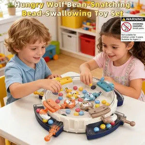 1pcs Cartoon Wolf Bean Shooting Set, Cute Animal Selector Press and Launch Toy, Indoor Family Interactive Game for Ages 3-12, Perfect Gift for Boys and Girls Birthdays and Parties