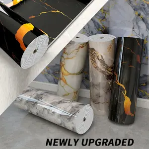 2Roll  Marble self-adhesive wall sticker bedroom kitchen bathroom living room background wall decoration thickened and tearing easy to operate wall sticker home decoration, self-adhesive, peelable, waterproof and cutable, decorative wall cover