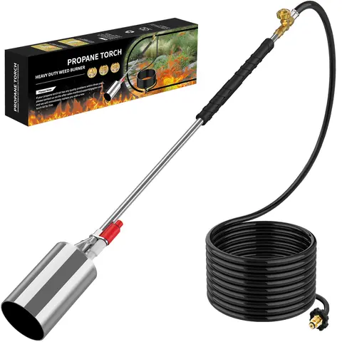 Propane Torch Weed Burner Kit,Blow Torch Flamethrower with Self Igniter and 10FT Hose Hose for Weeding,Roof Asphalt,Ice Snow,Road Marking,Charcoal