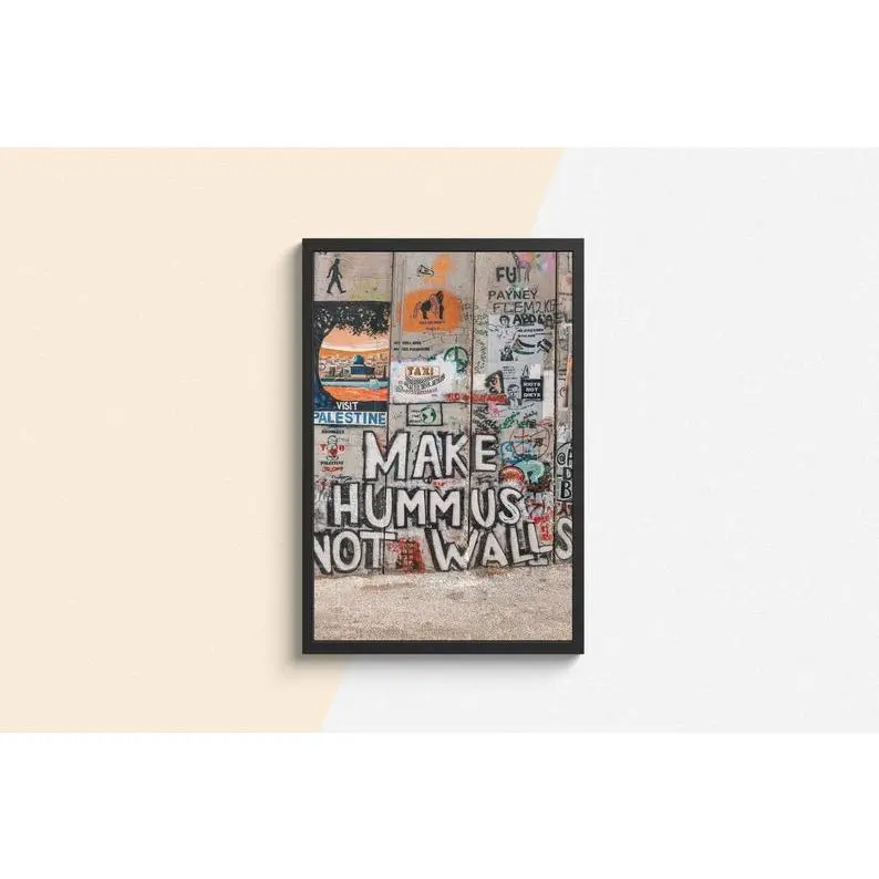 Palestine Poster , Make Hummus Not Walls Print , Free Palestine , Palestine Print , Palestinian Gift , Islamic Home Decor , Arabic Wall Art