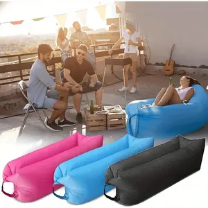 Portable Inflatable Air Sofa Mattress - 2-Person Foldable Self-Inflating Lounger Bed, Durable Polyester for Camping, Parties & Outdoor Gatherings (Pink/Blue/Black), Sofa Bed