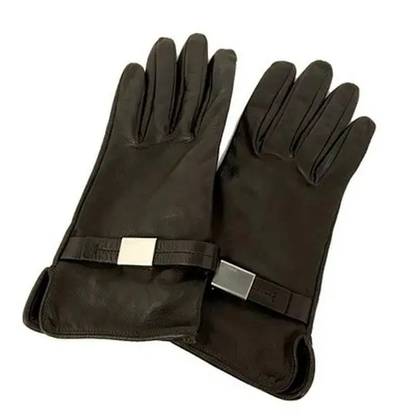 Pre-owned PRADA Other Other Logo Lambskin Gloves sz:7 Brown 11512734526/295207