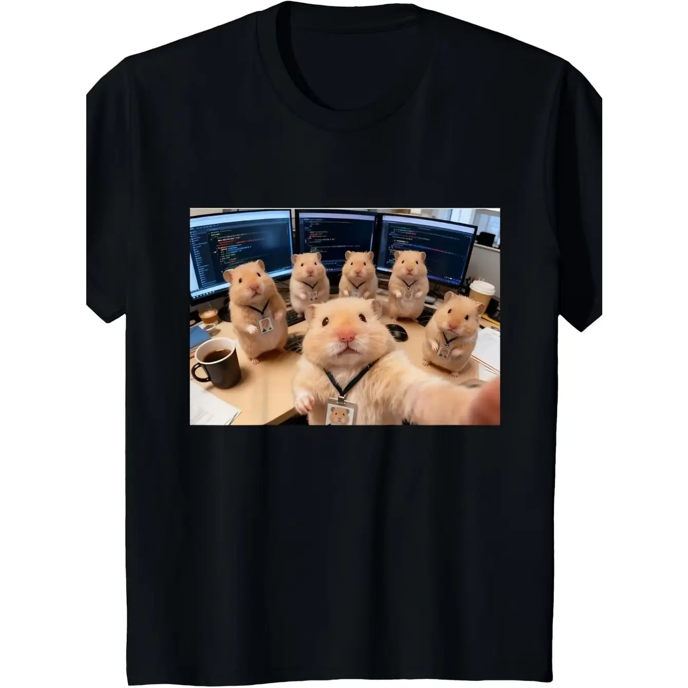 Women's Pet Humor Graphic T-Shirt - Short Sleeve Crew Neck Regular Fitted Tops, Soft Breathable Garment, Durable Print, Customized Whimsical Office Setting Design, Everyday Comfort, Machine Washable, Shortsleeve, Round Neck, Casual, All Seasons, Soft Fabr